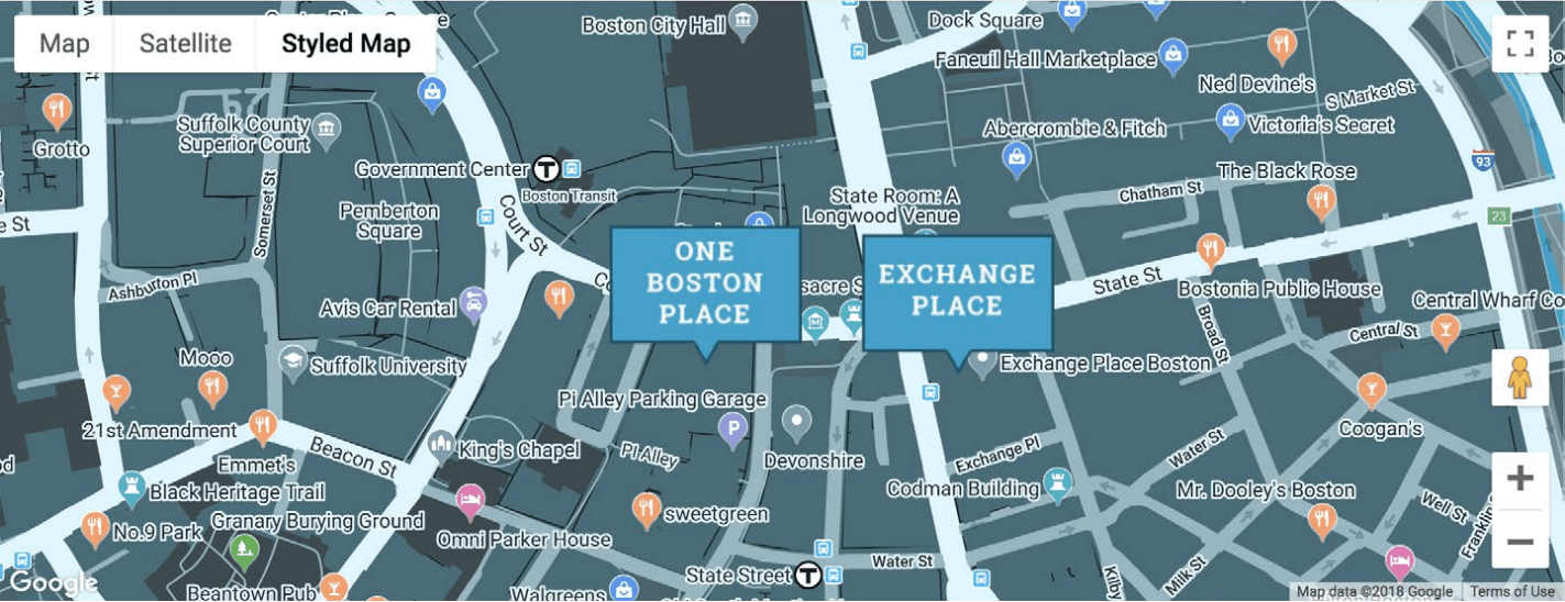 Boston offices map 2 locations, office for rent, private offices, coworking space